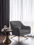 Paloma Cognac Velvet Accent Chair with Gold Swivel Base - Plush Comfort for Modern Living Spaces