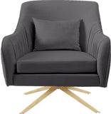Paloma Cognac Velvet Accent Chair with Gold Swivel Base - Plush Comfort for Modern Living Spaces
