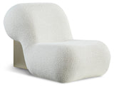 Quadra Contemporary Accent Chair with Luxurious Teddy Fabric and Stylish Brushed Brass Accents