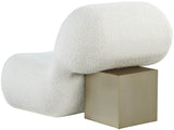 Quadra Contemporary Accent Chair with Luxurious Teddy Fabric and Stylish Brushed Brass Accents