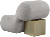 Quadra Contemporary Accent Chair with Luxurious Teddy Fabric and Stylish Brushed Brass Accents