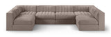 Rummi - Armless Velvet Performance Fabric Upholstered 6 Piece Modular Sectional
