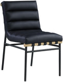 Burke Contemporary Dining Chair Set - Stylish Faux Leather Design with Matte Metal Frame & Oak Accent