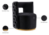 Theo Contemporary Accent Chair with Gold Swivel Base and Button Tufting for Luxurious Comfort