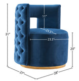 Theo Contemporary Accent Chair with Gold Swivel Base and Button Tufting for Luxurious Comfort