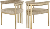 Marcello Contemporary Dining Chair Set - Luxurious Velvet with Durable Brushed Brass Frame