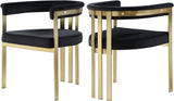 Marcello Contemporary Dining Chair Set - Luxurious Velvet with Durable Brushed Brass Frame