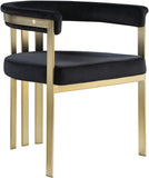 Marcello Contemporary Dining Chair Set - Luxurious Velvet with Durable Brushed Brass Frame