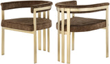 Marcello Contemporary Dining Chair Set - Luxurious Velvet with Durable Brushed Brass Frame