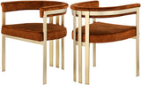 Marcello Contemporary Dining Chair Set - Luxurious Velvet with Durable Brushed Brass Frame