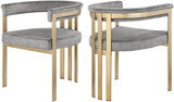 Marcello Contemporary Dining Chair Set - Luxurious Velvet with Durable Brushed Brass Frame