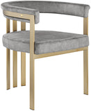 Marcello Contemporary Dining Chair Set - Luxurious Velvet with Durable Brushed Brass Frame