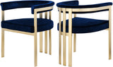 Marcello Contemporary Dining Chair Set - Luxurious Velvet with Durable Brushed Brass Frame