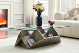 LORVIN 43" Tempered Glass Coffee Table