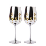 Crystal Christmas Tree Stemmed Wine & Water Glasses - Set of 2