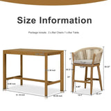 PURPLE LEAF Counter Stools Bar Stools Rattan Bar Stools Wicker Bar Chairs Woven Aluminum Barstools with Back and Cushions