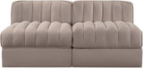 Rummi - Velvet Performance Fabric Upholstered 2 Piece Modular Armless Loveseat