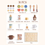ROBUD 31-Piece Wooden Play Food Sets for Kids