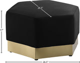 Marquis Velvet Contemporary Ottoman - Chic Comfort with Gold Stainless Steel Base for Modern Spaces