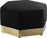 Marquis Velvet Contemporary Ottoman - Chic Comfort with Gold Stainless Steel Base for Modern Spaces