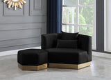 Marquis Velvet Contemporary Ottoman - Chic Comfort with Gold Stainless Steel Base for Modern Spaces