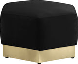 Marquis Velvet Contemporary Ottoman - Chic Comfort with Gold Stainless Steel Base for Modern Spaces