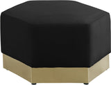 Marquis Velvet Contemporary Ottoman - Chic Comfort with Gold Stainless Steel Base for Modern Spaces