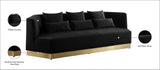 Marquis Contemporary Velvet Sofa with Brushed Gold Base – Cozy Luxury for Modern Living Spaces
