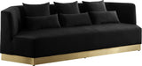 Marquis Contemporary Velvet Sofa with Brushed Gold Base – Cozy Luxury for Modern Living Spaces