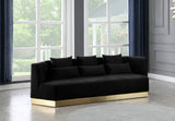 Marquis Contemporary Velvet Sofa with Brushed Gold Base – Cozy Luxury for Modern Living Spaces