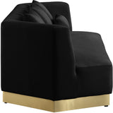 Marquis Contemporary Velvet Sofa with Brushed Gold Base – Cozy Luxury for Modern Living Spaces
