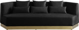 Marquis Contemporary Velvet Sofa with Brushed Gold Base – Cozy Luxury for Modern Living Spaces