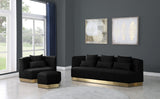 Marquis Contemporary Velvet Sofa with Brushed Gold Base – Cozy Luxury for Modern Living Spaces