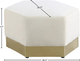 Marquis Velvet Contemporary Ottoman - Chic Comfort with Gold Stainless Steel Base for Modern Spaces