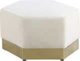 Marquis Velvet Contemporary Ottoman - Chic Comfort with Gold Stainless Steel Base for Modern Spaces