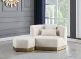 Marquis Velvet Contemporary Ottoman - Chic Comfort with Gold Stainless Steel Base for Modern Spaces