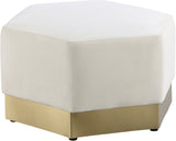 Marquis Velvet Contemporary Ottoman - Chic Comfort with Gold Stainless Steel Base for Modern Spaces