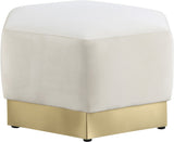 Marquis Velvet Contemporary Ottoman - Chic Comfort with Gold Stainless Steel Base for Modern Spaces