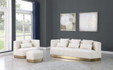 Marquis Velvet Contemporary Ottoman - Chic Comfort with Gold Stainless Steel Base for Modern Spaces