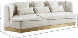 Marquis Contemporary Velvet Sofa with Brushed Gold Base – Cozy Luxury for Modern Living Spaces