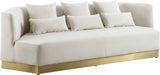 Marquis Contemporary Velvet Sofa with Brushed Gold Base – Cozy Luxury for Modern Living Spaces