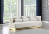 Marquis Contemporary Velvet Sofa with Brushed Gold Base – Cozy Luxury for Modern Living Spaces