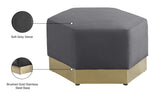 Marquis Velvet Contemporary Ottoman - Chic Comfort with Gold Stainless Steel Base for Modern Spaces
