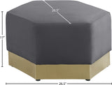 Marquis Velvet Contemporary Ottoman - Chic Comfort with Gold Stainless Steel Base for Modern Spaces