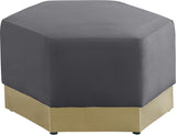 Marquis Velvet Contemporary Ottoman - Chic Comfort with Gold Stainless Steel Base for Modern Spaces