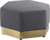 Marquis Velvet Contemporary Ottoman - Chic Comfort with Gold Stainless Steel Base for Modern Spaces