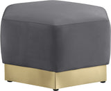Marquis Velvet Contemporary Ottoman - Chic Comfort with Gold Stainless Steel Base for Modern Spaces