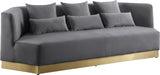 Marquis Contemporary Velvet Sofa with Brushed Gold Base – Cozy Luxury for Modern Living Spaces
