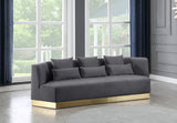 Marquis Contemporary Velvet Sofa with Brushed Gold Base – Cozy Luxury for Modern Living Spaces