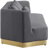 Marquis Contemporary Velvet Sofa with Brushed Gold Base – Cozy Luxury for Modern Living Spaces